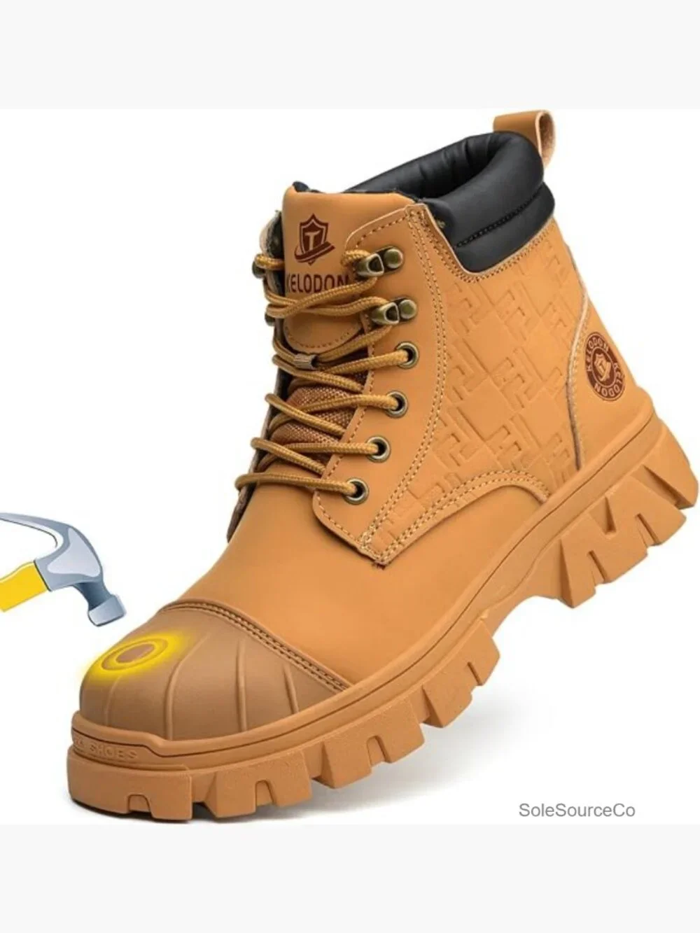 Men's Steel Toe Work Boots Waterproof Leather Non Slip Safety Boots Lightweight